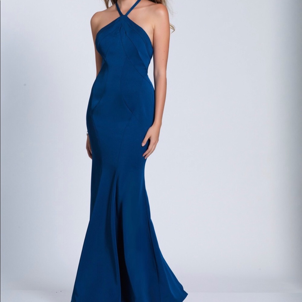 Dave & Johnny Teal Long Prom Dress